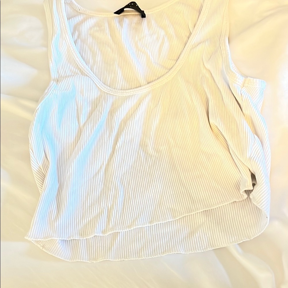 White Ribbed Tank Top